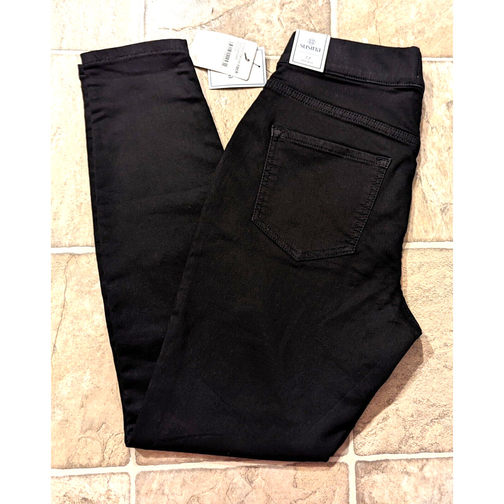 New Susina sz 27 Skinny Pants black stretchy pull on elastic waist 2152